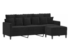 Sofá de 3 lugares com apoio de pés 180 cm veludo PT272957^ Sofá