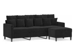 Sofá de 3 lugares com apoio de pés 180 cm veludo PT272957^ Sofá