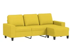 Sofá* Sofá de 3 lugares com apoio de pés 180 cm tecido -claro PT335958 Amarelo