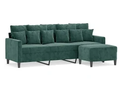 Sofá* Sofá de 3 lugares com apoio de pés 180 cm veludo -escuro PT461677 Verde