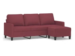 Sofá de 3 lugares com apoio de pés 180 cm tecido tinto PT141359^ Sofá