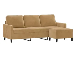 Sofá* Sofá de 3 lugares com apoio de pés 180 cm veludo PT829806 Castanho