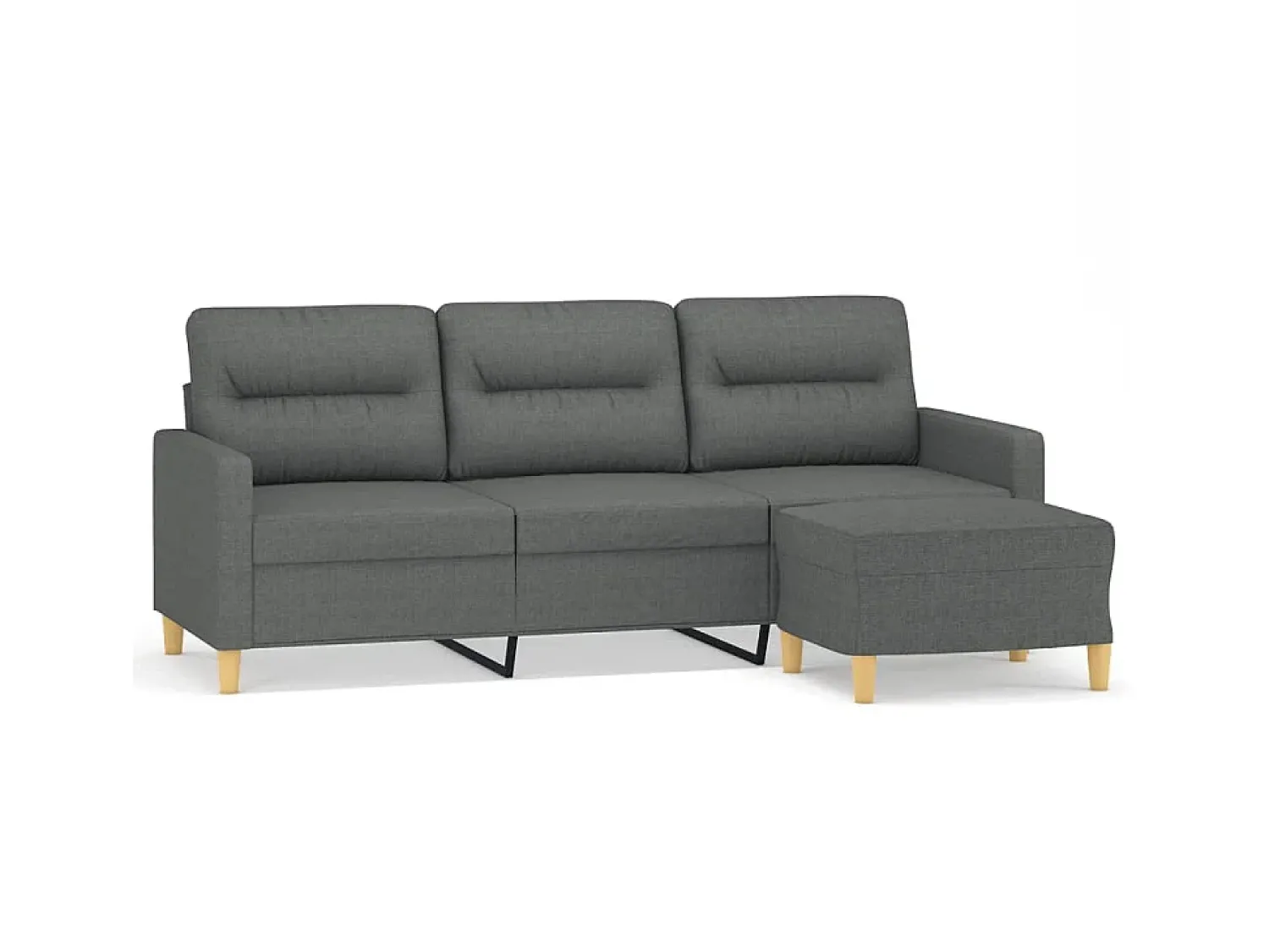 Sofá* Sofá de 3 lugares com apoio de pés 180 cm tecido cinza-escuro PT723264 Cinzento