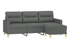 Sofá* Sofá de 3 lugares com apoio de pés 180 cm tecido cinza-escuro PT723264 Cinzento