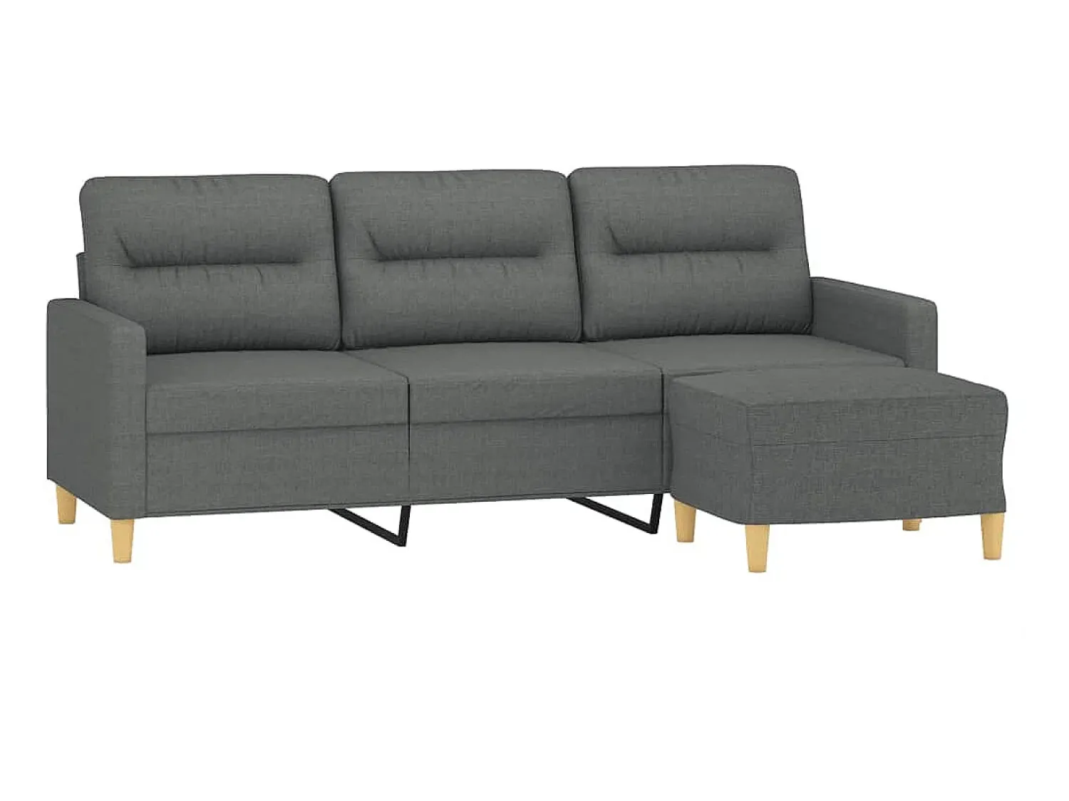 Sofá* Sofá de 3 lugares com apoio de pés 180 cm tecido cinza-escuro PT723264 Cinzento