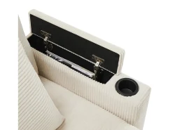 Sofá|Hauss Spole Sofá de 3 lugares com apoio para os pés, porta USB e 2 almofadas - Veludo Cotelê - Bege