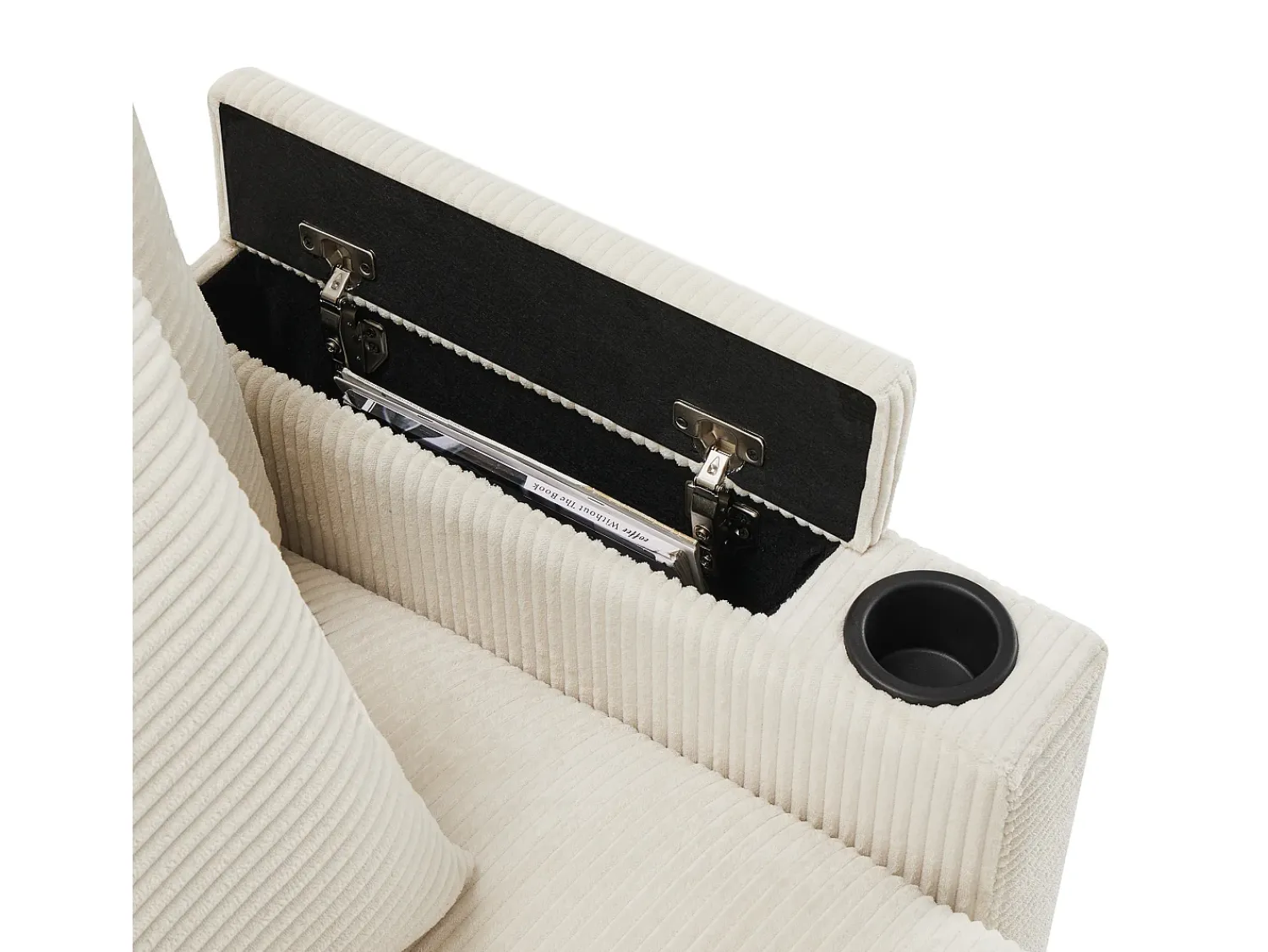 Sofá|Hauss Spole Sofá de 3 lugares com apoio para os pés, porta USB e 2 almofadas - Veludo Cotelê - Bege