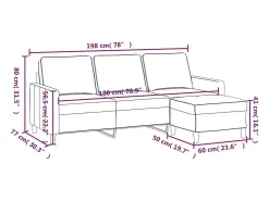Sofá|vidaxl Sofá de 3 lugares com apoio de pés 180 cm veludo -escuro Verde