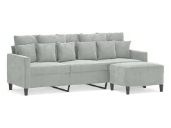 Sofá* Sofá de 3 lugares com apoio de pés 180 cm veludo cinzento-claro PT108894 Cinzento claro