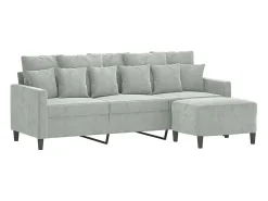 Sofá* Sofá de 3 lugares com apoio de pés 180 cm veludo cinzento-claro PT108894 Cinzento claro
