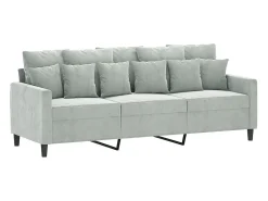 Sofá* Sofá de 3 lugares com apoio de pés 180 cm veludo cinzento-claro PT108894 Cinzento claro