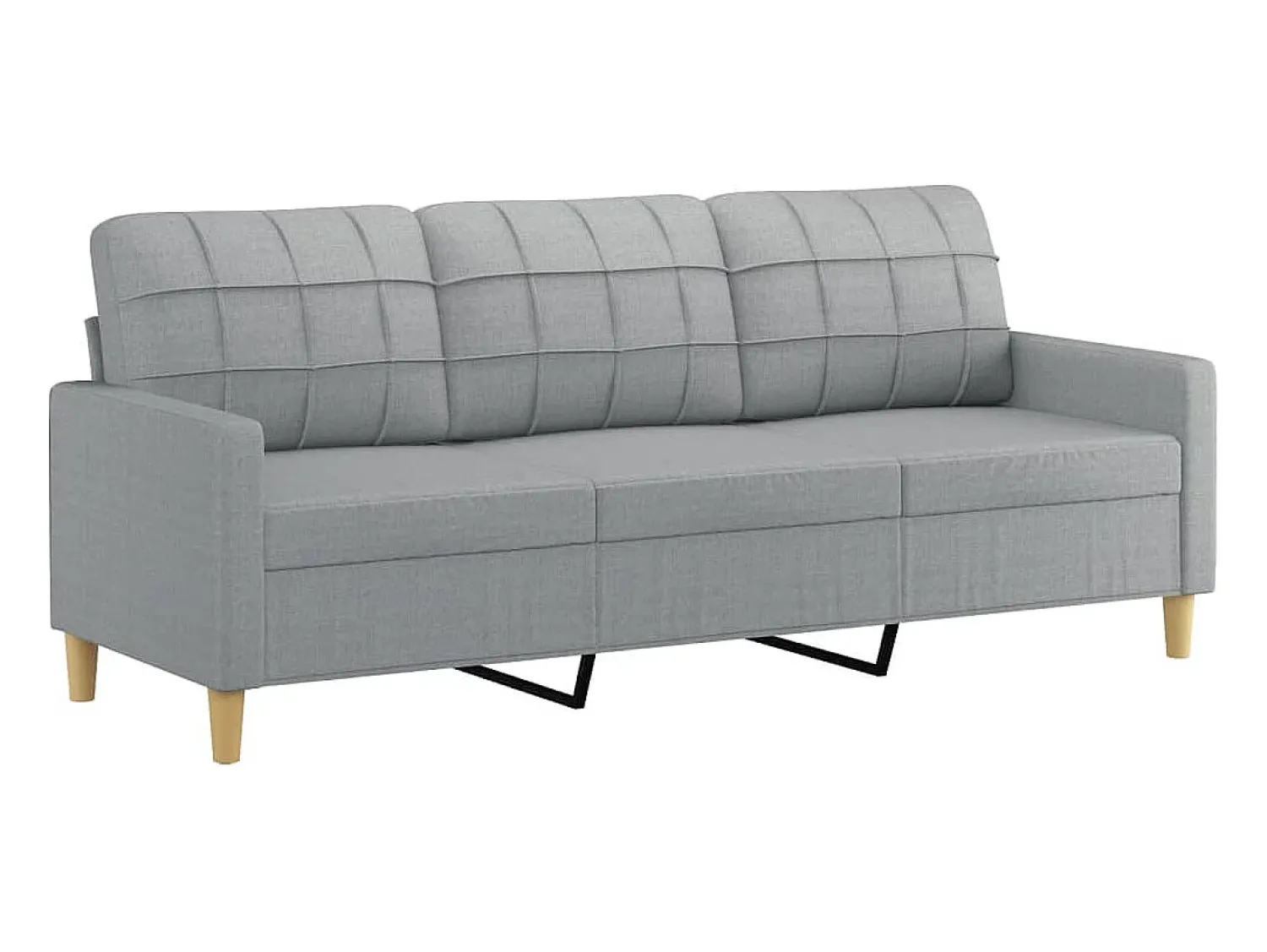 vidaxl Sofá de 3 lugares com apoio de pés 180 cm tecido -claro^ Sofá