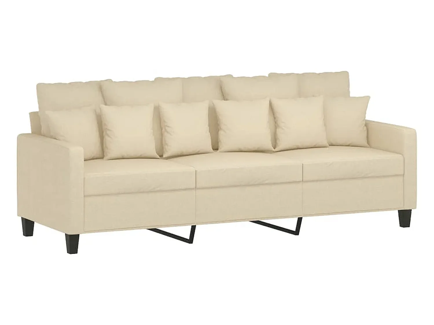 Sofá|vidaxl Sofá de 3 lugares com apoio de pés 180 cm tecido cor Creme