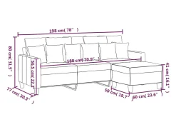 Sofá|vidaxl Sofá de 3 lugares com apoio de pés 180 cm tecido cor Creme