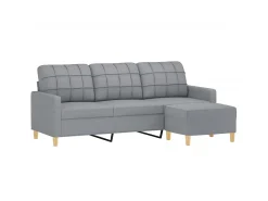 Sofá de 3 lugares com apoio de pés 180 cm tecido -claro PT621117^ Sofá