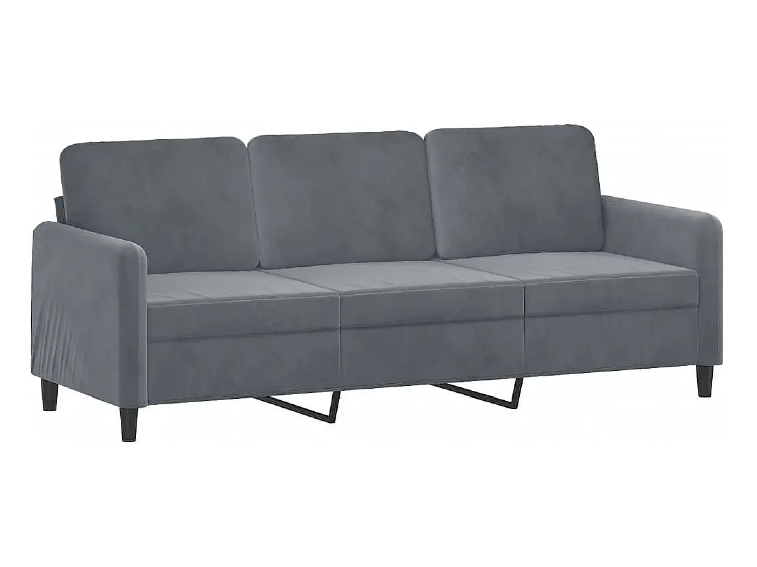 Sofá| Sofá de 3 lugares com apoio de pés 180 cm veludo cinza-escuro PT588714 Cinzento