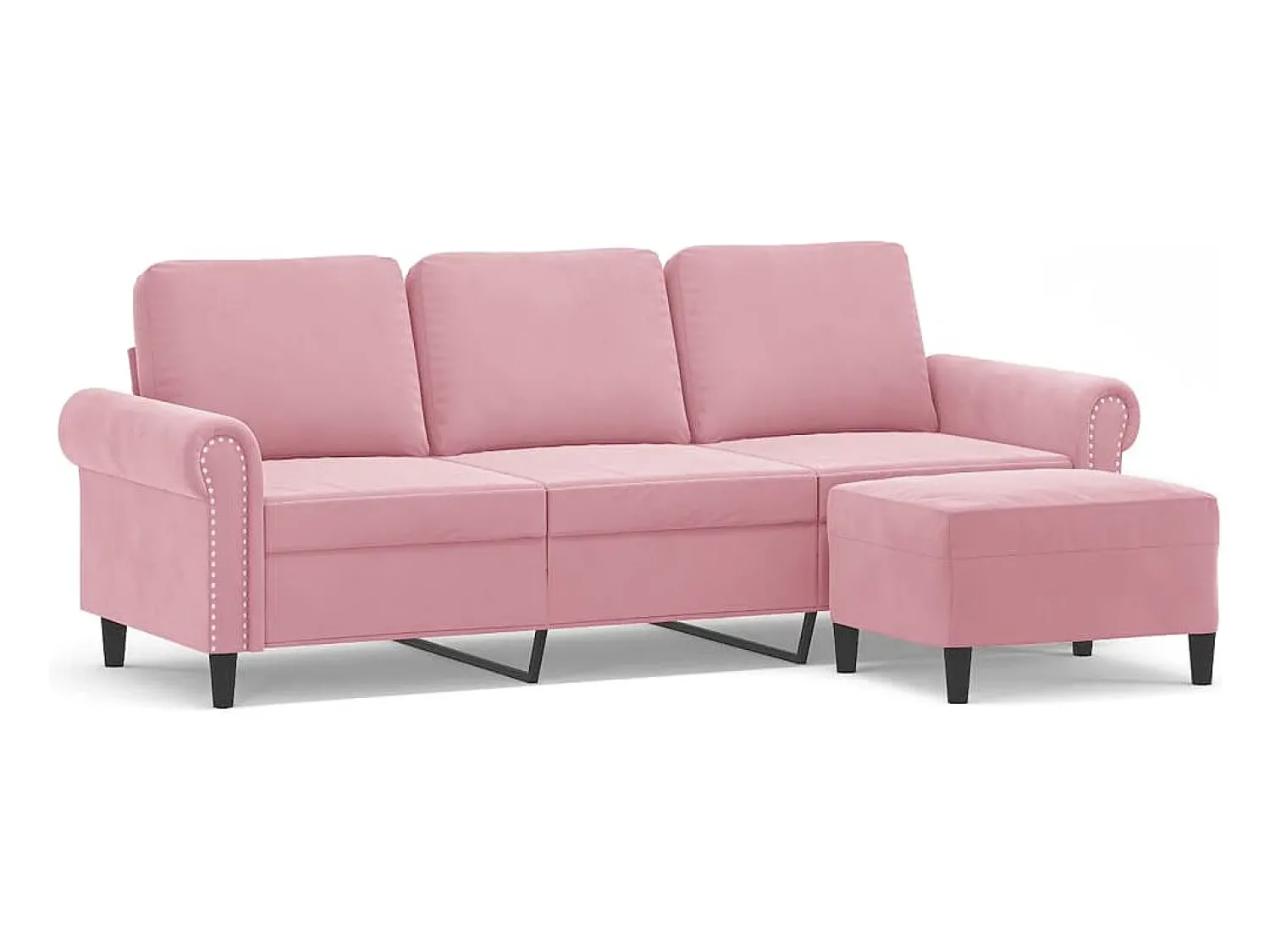 vidaxl Sofá de 3 lugares com apoio de pés 180 cm veludo^ Sofá