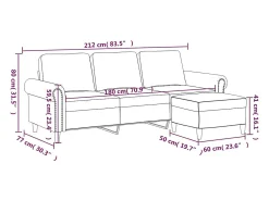 vidaxl Sofá de 3 lugares com apoio de pés 180 cm veludo^ Sofá