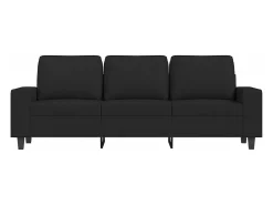 Sofá* Sofá de 3 lugares com apoio de pés 180 cm tecido PT976932 Preto