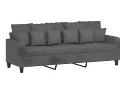 Sofá| Sofá de 3 lugares com apoio de pés 180 cm tecido cinza-escuro PT600762 Cinzento