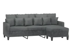 Sofá| Sofá de 3 lugares com apoio de pés 180 cm tecido cinza-escuro PT600762 Cinzento