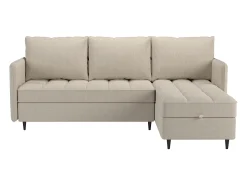 Sofá| Sofá de 3 lugares com arrumação/chaise longue reversível em tecido crème Creme