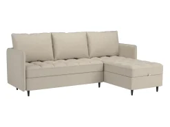 Sofá| Sofá de 3 lugares com arrumação/chaise longue reversível em tecido crème Creme