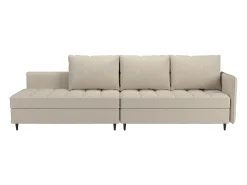 Sofá| Sofá de 3 lugares com arrumação/chaise longue reversível em tecido crème Creme
