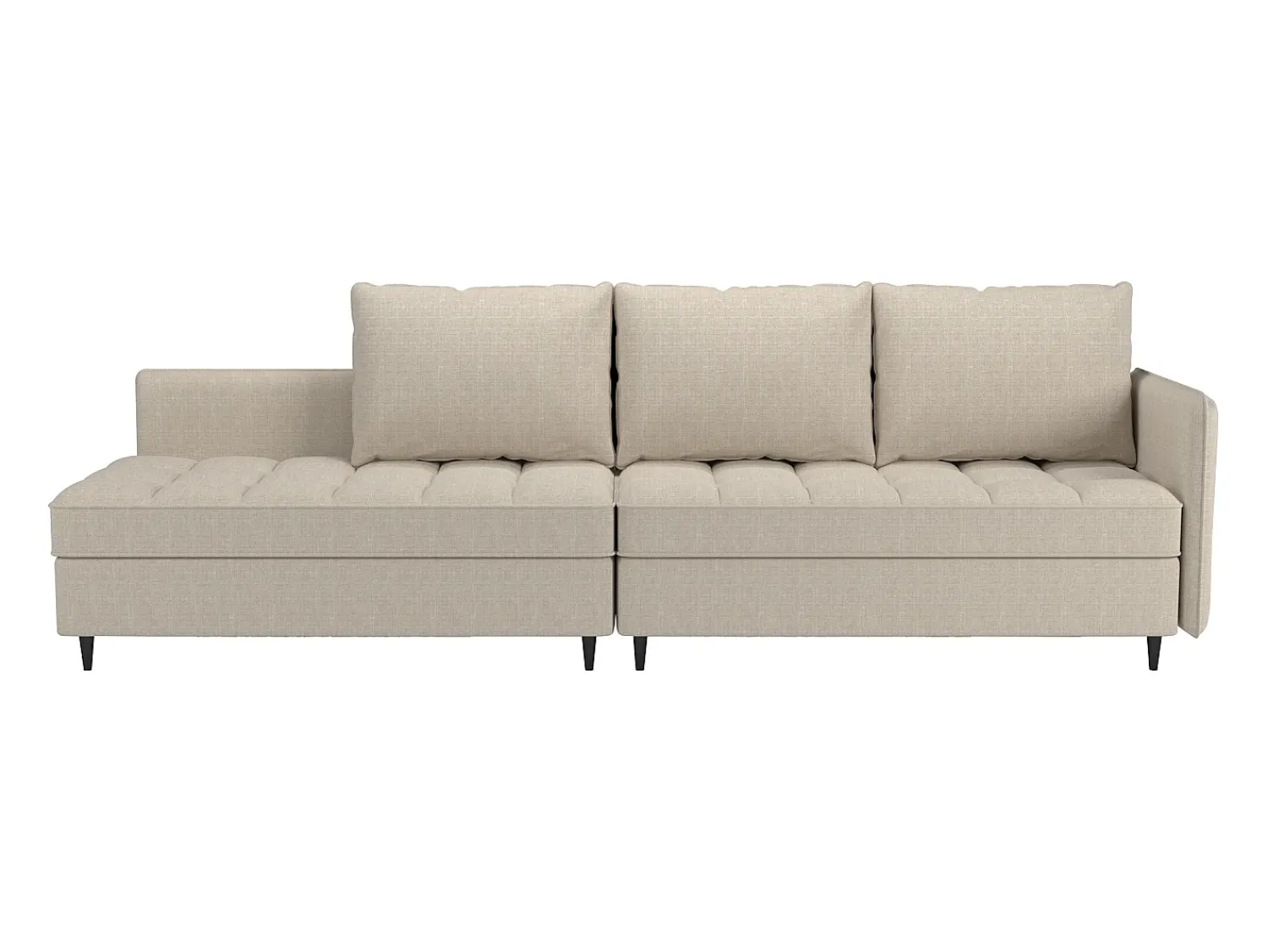 Sofá| Sofá de 3 lugares com arrumação/chaise longue reversível em tecido crème Creme