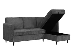 Sofá* Sofá de 3 lugares com arrumação/chaise longue reversível em tecido antracite Cinza antracite