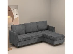 Sofá* Sofá de 3 lugares com arrumação/chaise longue reversível em tecido antracite Cinza antracite