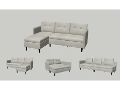 Sofá* Sofá de 3 lugares com arrumação/chaise longue reversível em tecido antracite Cinza antracite