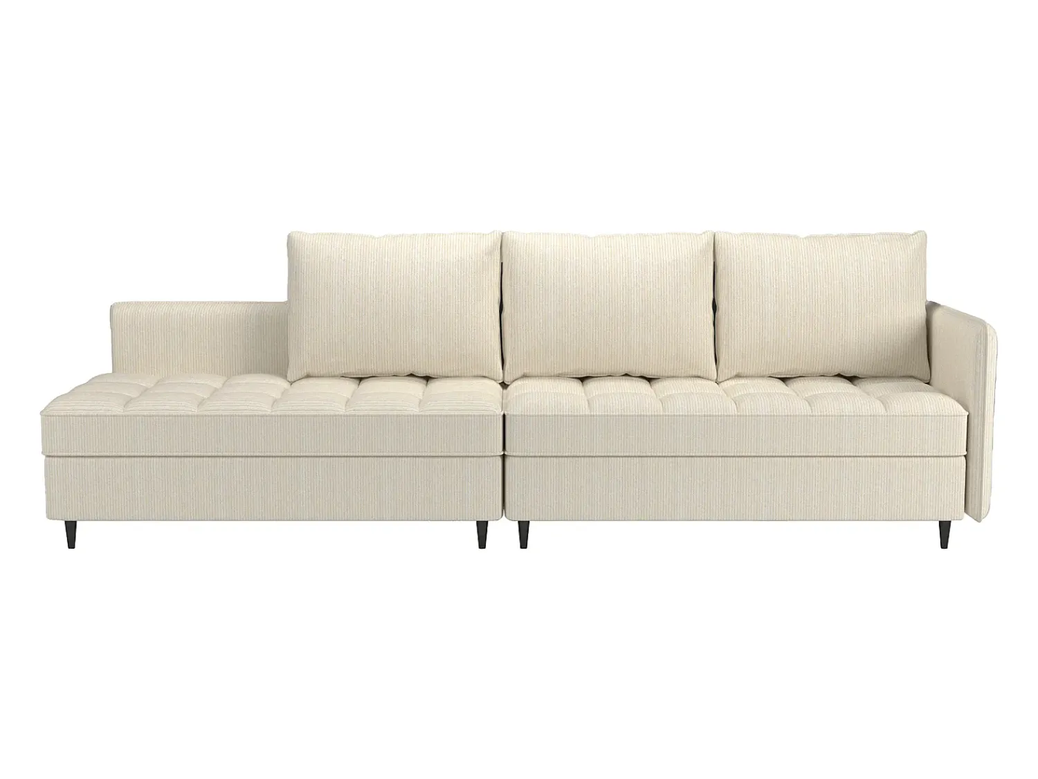 Sofá| Sofá de 3 lugares com arrumação/chaise longue reversível em tecido crème Creme