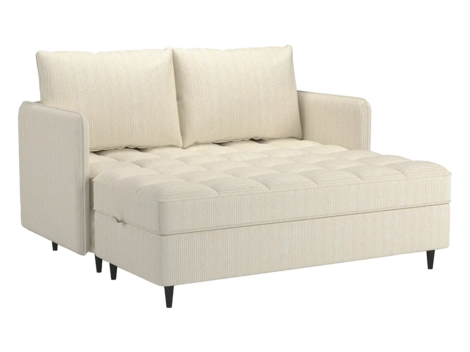 Sofá| Sofá de 3 lugares com arrumação/chaise longue reversível em tecido crème Creme