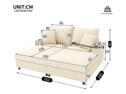 Sale Hauss Spole Sofá de 2 lugares com cama integrada - Entrada para telemóvel e porta USB - Veludo cotelê Bege