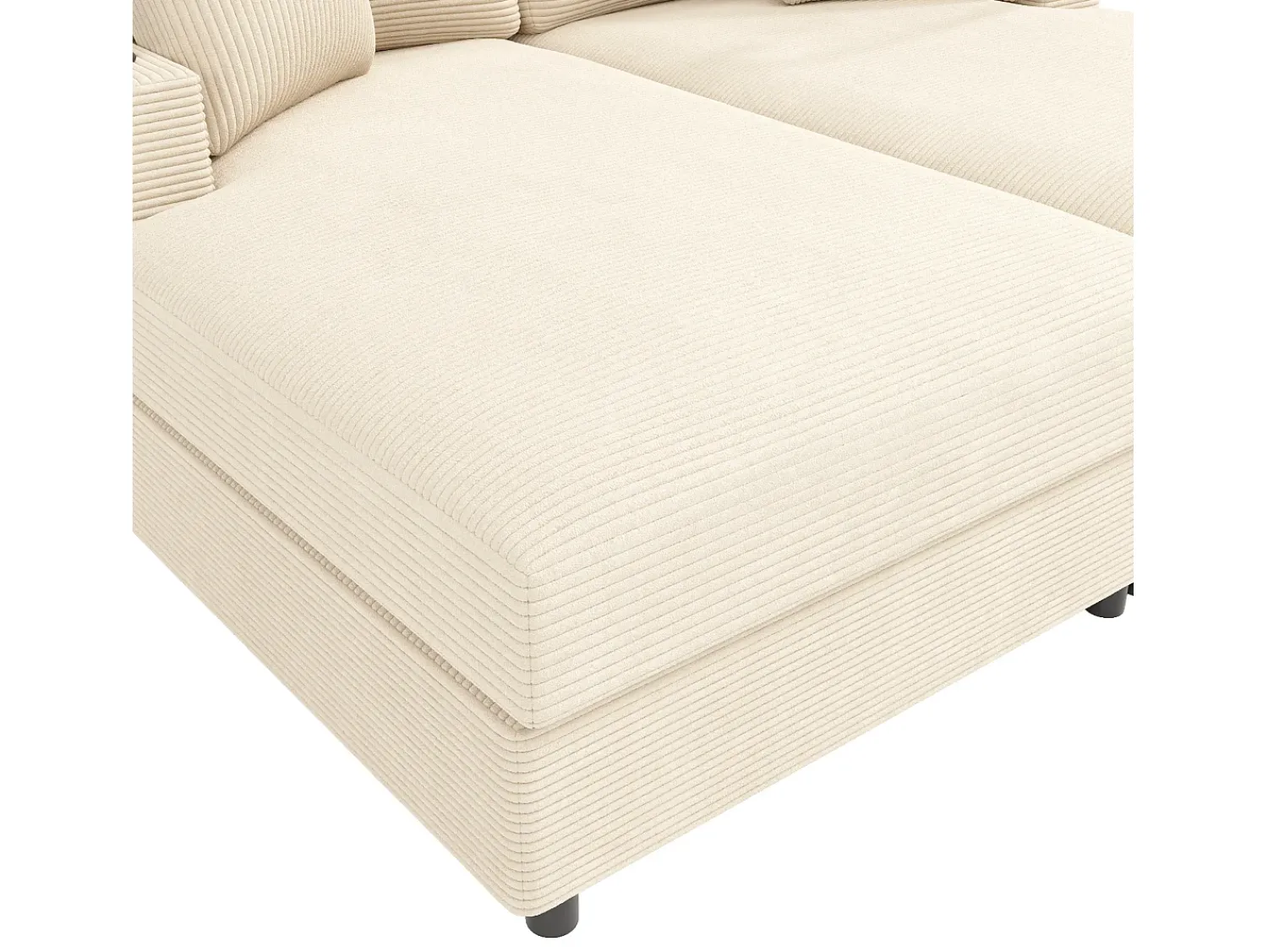 Sale Hauss Spole Sofá de 2 lugares com cama integrada - Entrada para telemóvel e porta USB - Veludo cotelê Bege