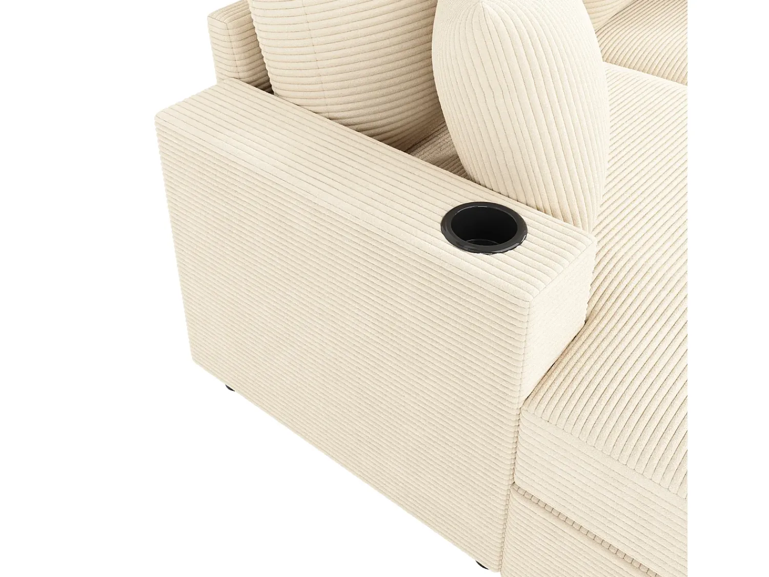 Sale Hauss Spole Sofá de 2 lugares com cama integrada - Entrada para telemóvel e porta USB - Veludo cotelê Bege