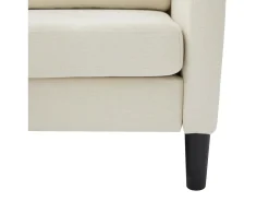 Sofá* Sofá de 3 lugares com chaise longue – Sofá de canto com bolsos laterais – tecido de algodão e linho bege claro Creme