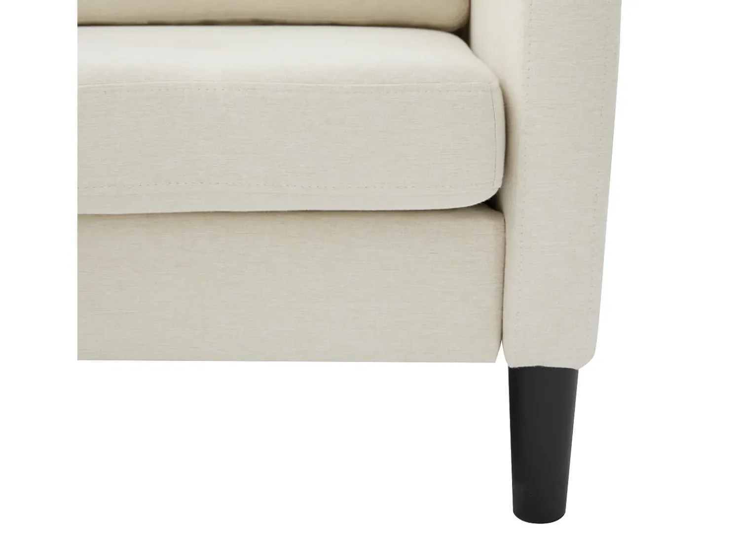 Sofá* Sofá de 3 lugares com chaise longue – Sofá de canto com bolsos laterais – tecido de algodão e linho bege claro Creme