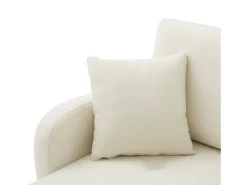 Sofá* Sofá de 3 lugares com chaise longue – Sofá de canto com bolsos laterais – tecido de algodão e linho bege claro Creme