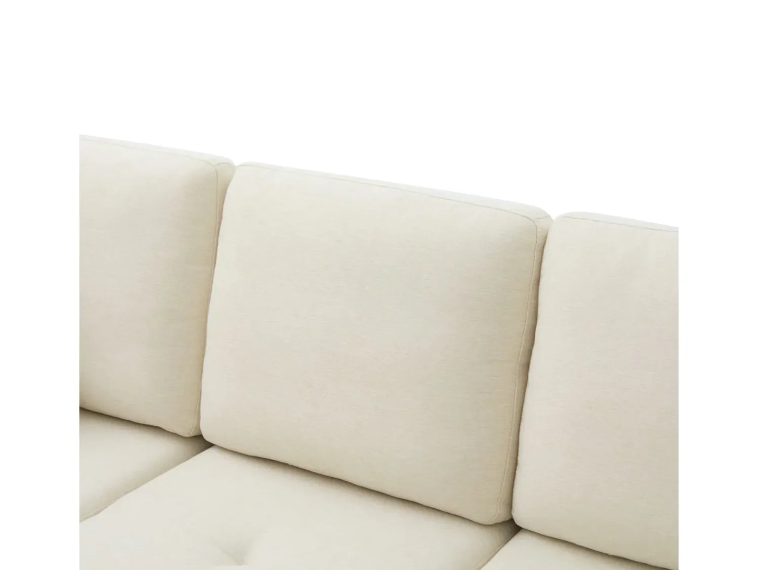 Sofá* Sofá de 3 lugares com chaise longue – Sofá de canto com bolsos laterais – tecido de algodão e linho bege claro Creme