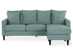 Clearance Dorel Home Sofá de 3 lugares com chaise longue em tecido -verde com aspeto de linho Azul