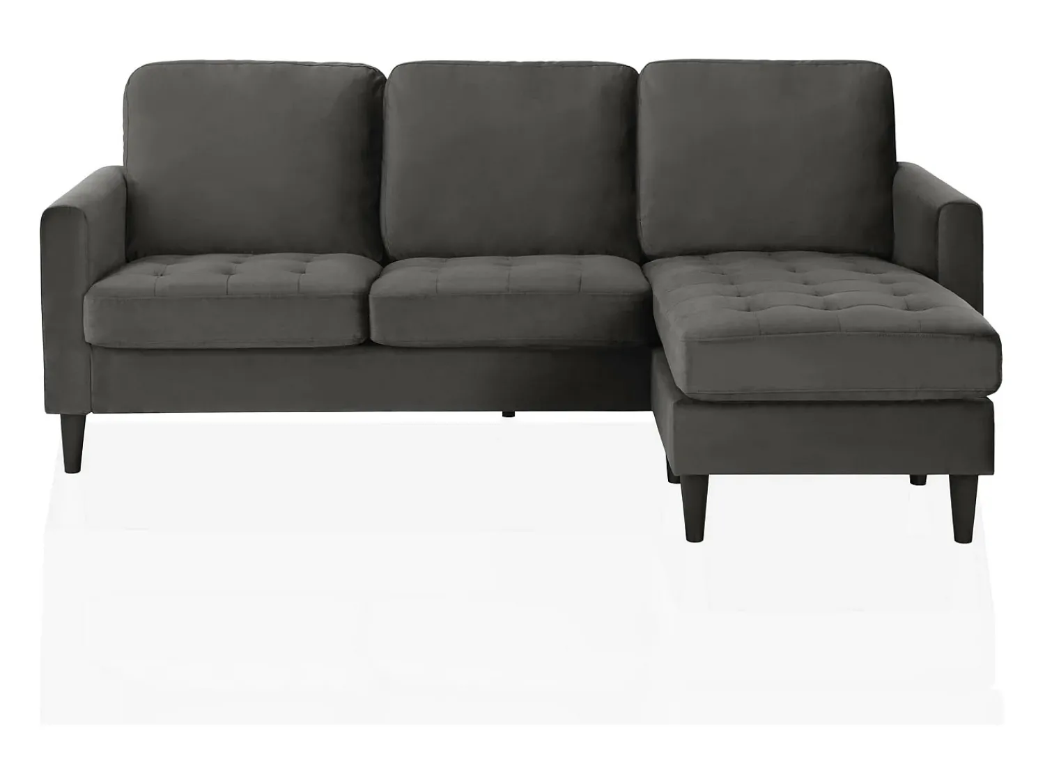 Outlet CosmoLiving by Cosmopolitan Sofá de 3 lugares com chaise longue em veludo Cinzento