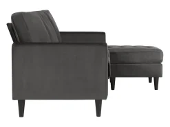Outlet CosmoLiving by Cosmopolitan Sofá de 3 lugares com chaise longue em veludo Cinzento