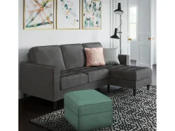 Outlet CosmoLiving by Cosmopolitan Sofá de 3 lugares com chaise longue em veludo Cinzento