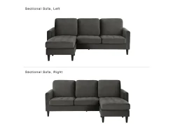 Outlet CosmoLiving by Cosmopolitan Sofá de 3 lugares com chaise longue em veludo Cinzento