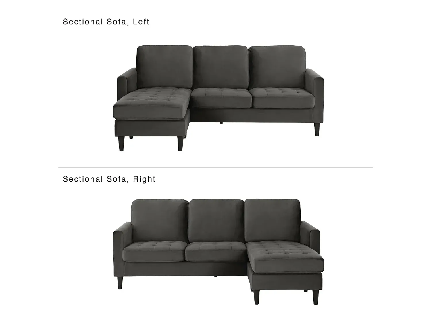 Outlet CosmoLiving by Cosmopolitan Sofá de 3 lugares com chaise longue em veludo Cinzento