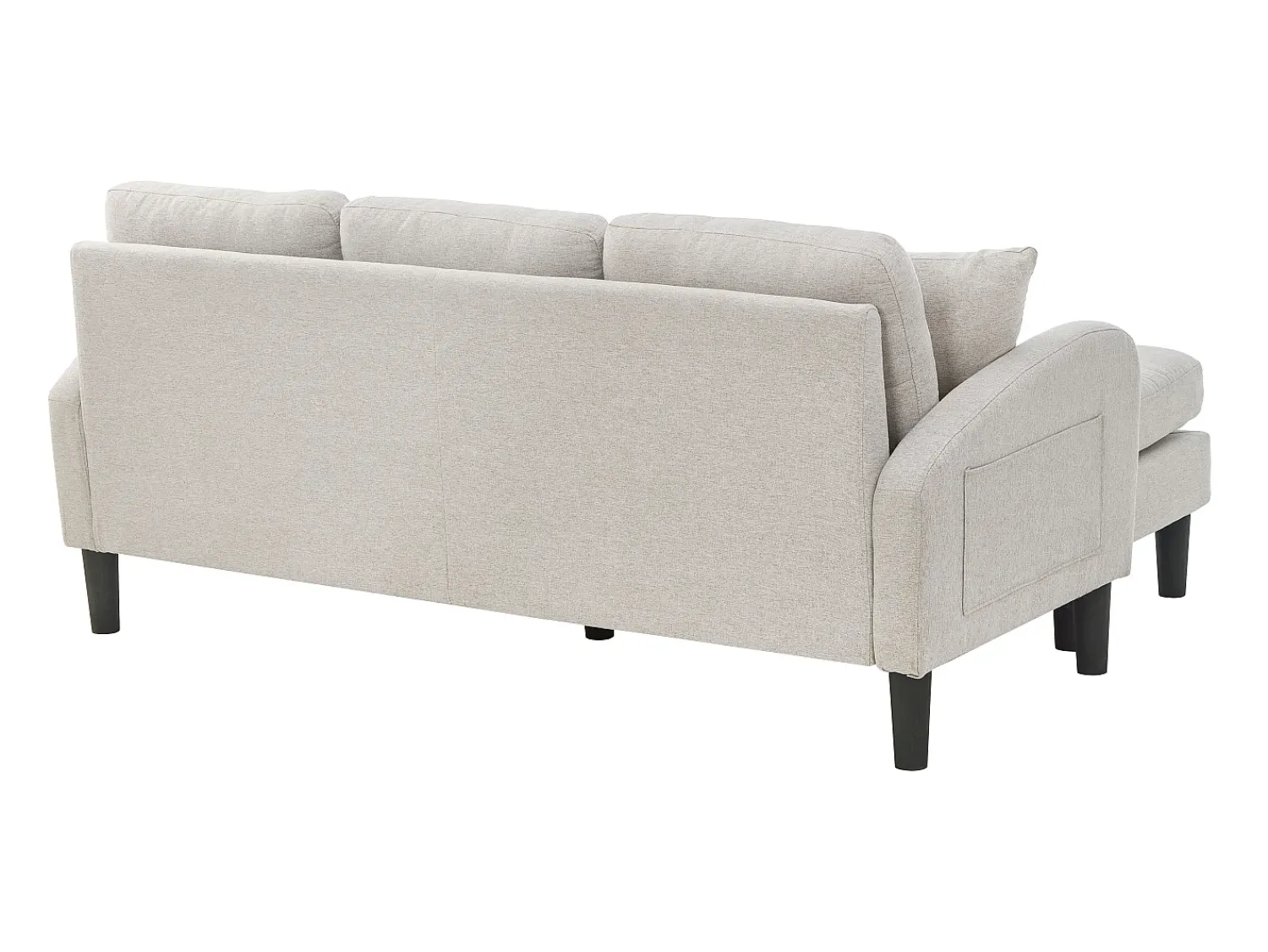 Sofá de 3 lugares com chaise longue – Sofá de canto com bolsos laterais – tecido de algodão e linho^ Sofá