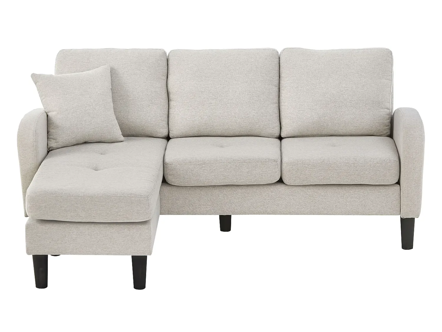 Sofá de 3 lugares com chaise longue – Sofá de canto com bolsos laterais – tecido de algodão e linho^ Sofá