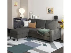 Sofá*Dorel Home Sofá de 3 lugares com chaise longue em linho cinzento Castanho